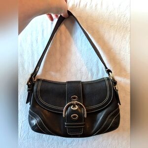 GUC Coach Soho small buckle flap leather shoulder bag in black
